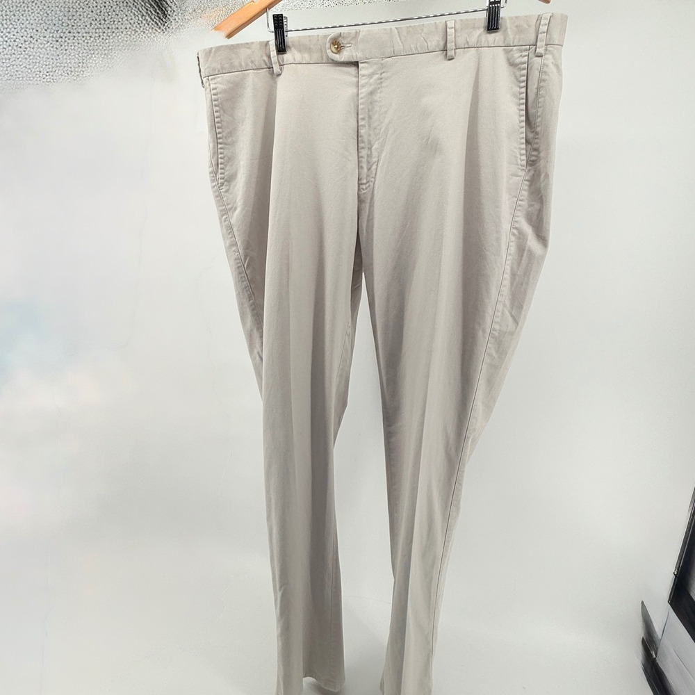 Peter Millar Mens 42 Stone Beige Pima Cotton Stretch Flat Front Chino Pants